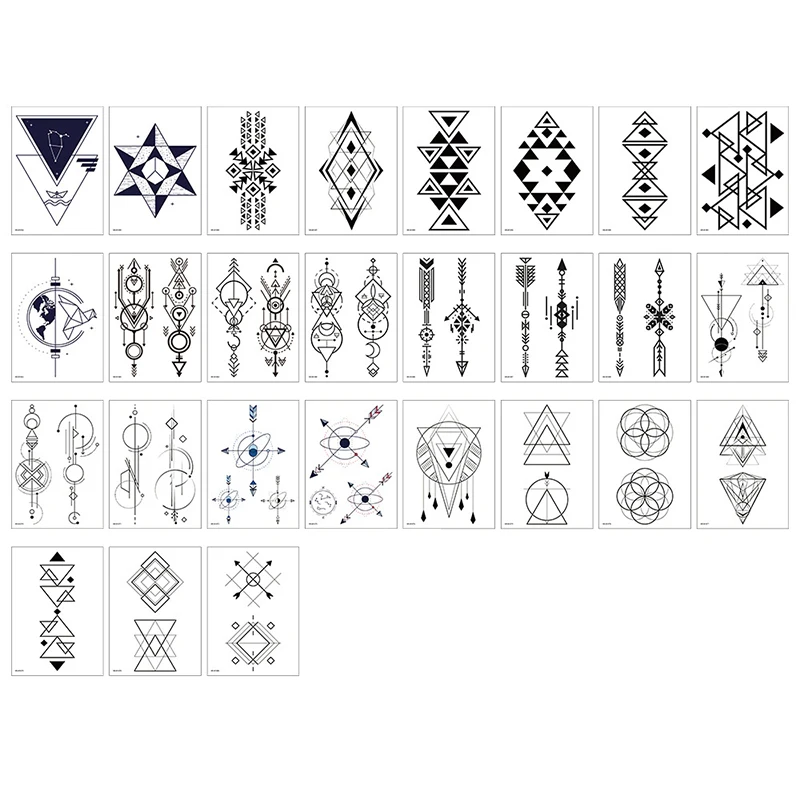 

Temporary Tattoo Sticker Totem Star Cross Triangle Geometric Pattern Waterproof Fake Body Art Tatoo for Kids Girl Boy Man Woman