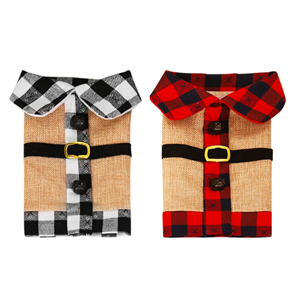 Льняная Рождественская крышка для бутылки с красным вином праздничный стол