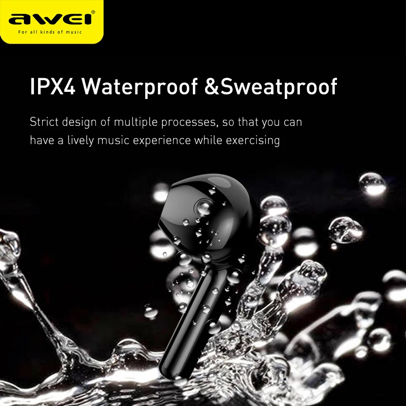 

AWEI T26 TWS Earbuds Led Display Wireless Earphones Touch With Microphone Gaming Headset Noise Cancelling For IOS Andriod