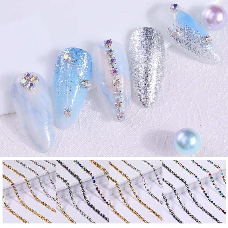 6 шт./пакет металлическая цепочка для ногтей модные золотые серебряные цветные