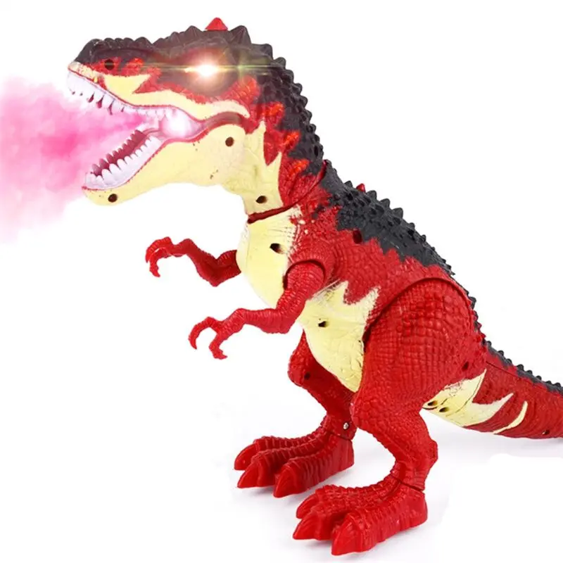 

Drop Ship Simulated Flame Spray Tyrannosaurus T-Rex Dinosaur Toy Kids Walking Dinosaur Water Spray Red Light & Realistic Sounds