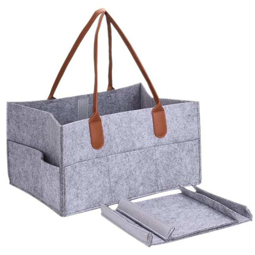 Bolsa de almacenamiento de pa&ntilde;ales de fieltro plegable, bolso multifunci&oacute;n para ropa de ni&ntilde;os, organizador de pa&ntilde;ales de beb&eacute;, 33x22x18cm, alta calidad, 1 unidad-1