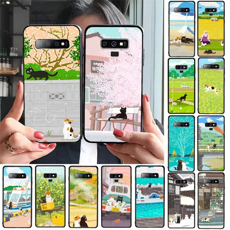 

Cartoon Animal Cat Scenery Phone Case For Samsung Galaxy S20 S10 Plus S10E S5 S6 S7edge S8 S9 S9Plus S10lite 2020