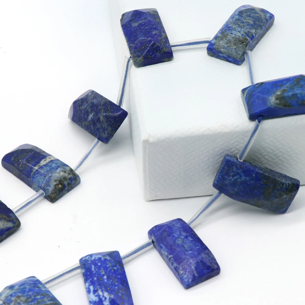 

Natural Stone Lapis lazuli Flat Rectangular Cross-Hole Beaded Making DIY Necklace Bracelet Fashion Jewelry Gift 1Strand