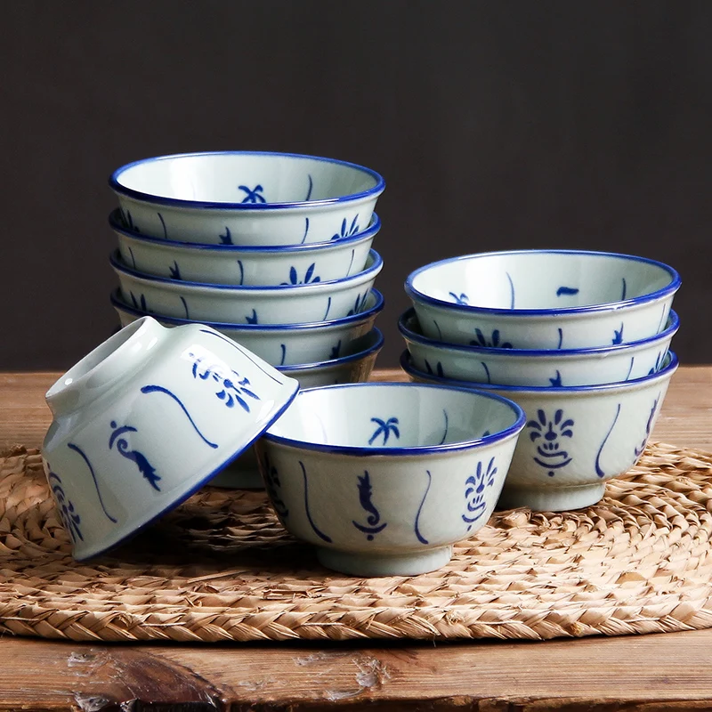 Одежда в китайском стиле Цвет синий и белый фарфор Керамика посуда для кухни суп