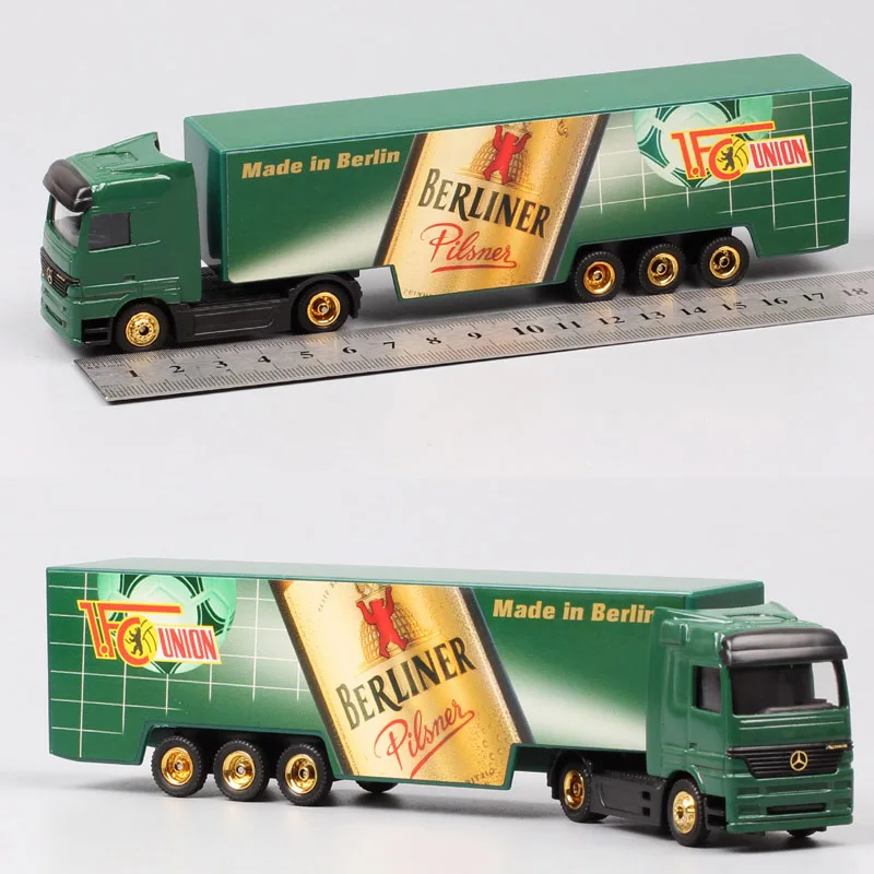 Лиловый 1/87 Scale Mini Small Germany Advertising AD Media container Cargo trailer tow Truck Diecasts& Toy Vehicles model Cars souvenir - Цвет: Лиловый
