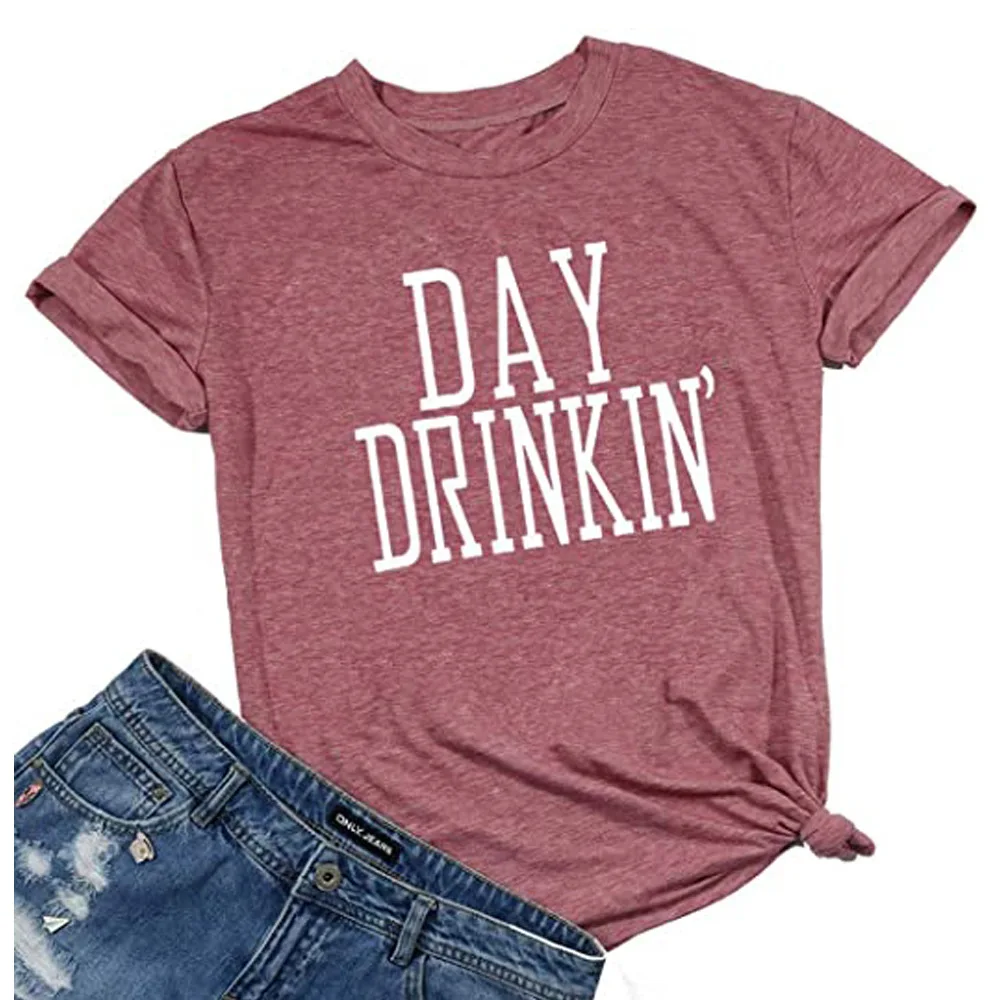 

Carney top day drinkin print crew neck short sleeve T-shirt