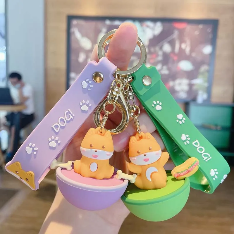 Net Red Cartoon Tumbler Shiba Inu Creative Keychain Couple Key Chain Cute Car Pendant Small Gifts Wholesale