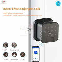 smart fingerprint indoor lock keyless bluetooth app remote control with key password card for home office apartment wooden door