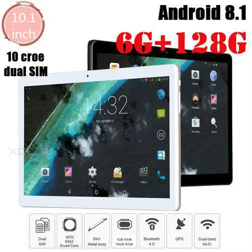 

2022 Hottest Sale Tablet PC10.1 Inch Original Powerful Android 9.0 6GB RAM 128GB ROM IPS Dual SIM Phone Call Tab Phone Table PC