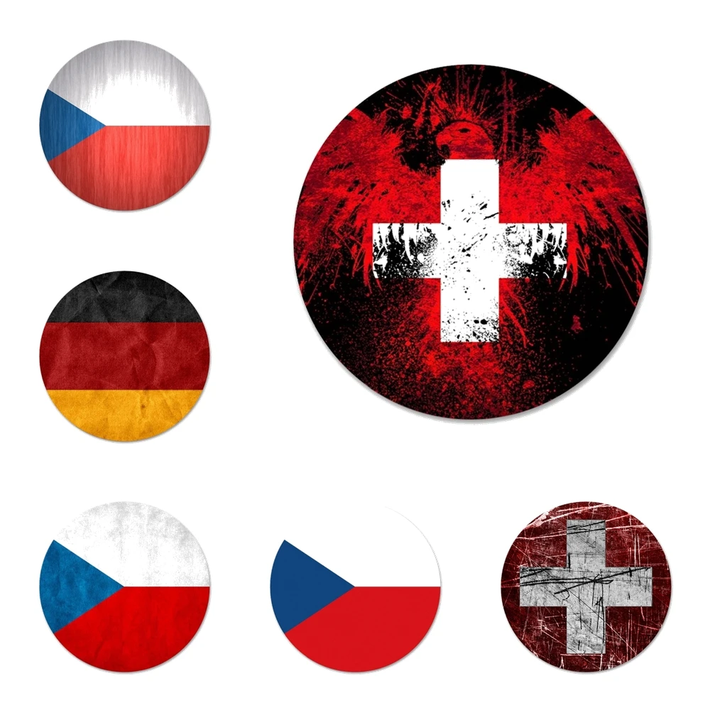 Значки с флагом Чешской и Швейцарии значки металлические для телефона диаметром