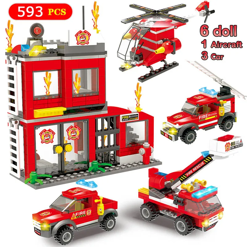 Город пожарная станция строительные блоки 5 видов стилей Совместимость