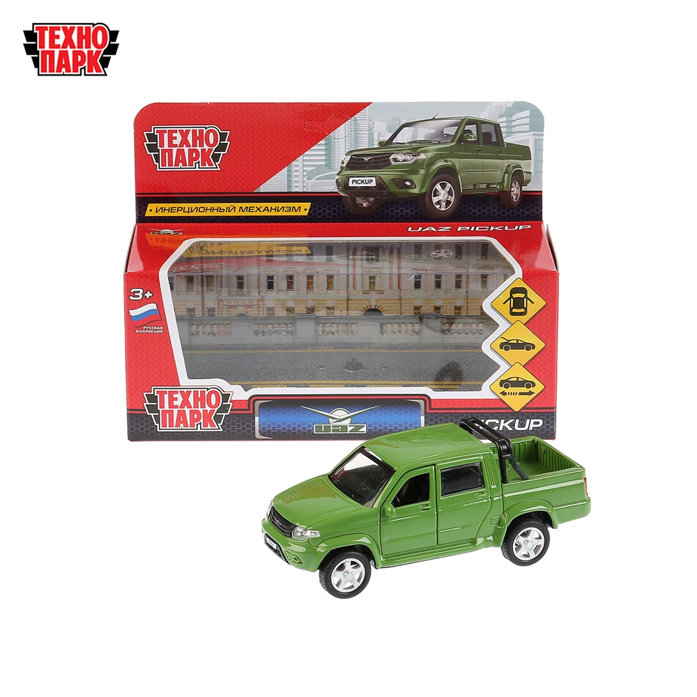 Машина металл ТЕХНОПАРК UAZ PICKUP длина 12см открываются двери инерционная