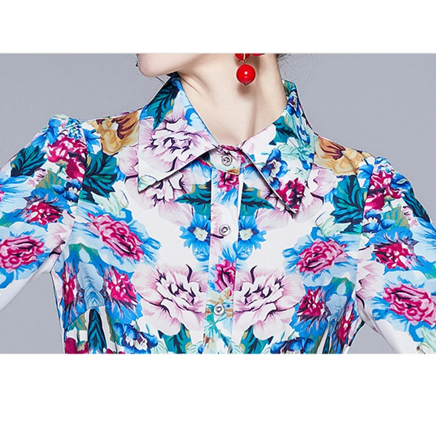 

Spring Designer Dress Women Luxury 2021 Runway Dresses High Quality Fashion Elegant Long Shirt Dress Casual Vestidos