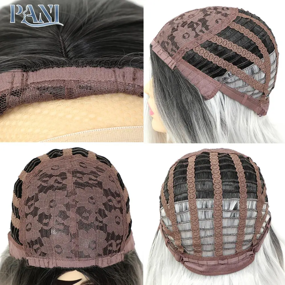 Парик женский волнистый из серебристого волокна с эффектом омбре 16 дюймов| |