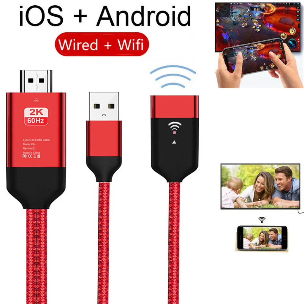 USB Женский Беспроводной Wi Fi 2 в 1 HDTV HD Кабель адаптер для дисплея видео iPhone XiaoMi Samsung