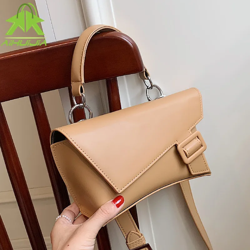 

High Quality Pu Leather Handbag for Woman Fashion Solid Color Shoulder Bag New Luxury Designer Irregular Ladies Messenger Bags