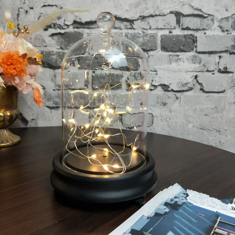 

Бесплатная доставка, 2 компл./упак. 10*15 см, новый стиль, черная стеклянная купольная ваза, украшение для дома, светящаяся гирлянда, чехол для п...