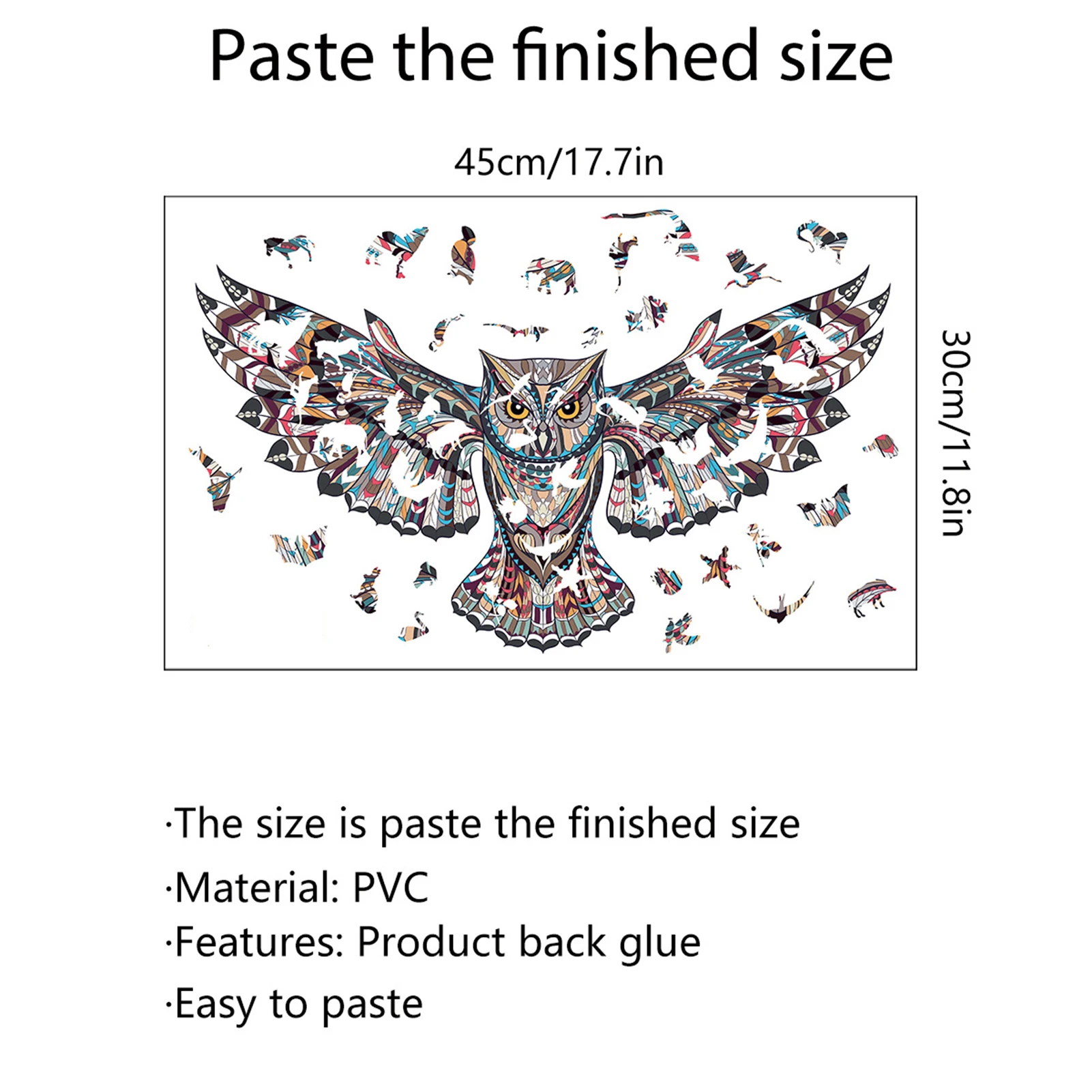 

Wooden Jigsaw Puzzles Colorful Unique Shaped Animal Puzzle Sticker Handmade Bedroom Study Decoration Pvc Sticker Home Decor