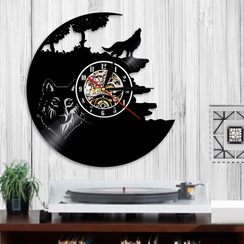 Виниловые часы Howling Wolf настенные Horloge Wild Animal Art современный уникальный домашний