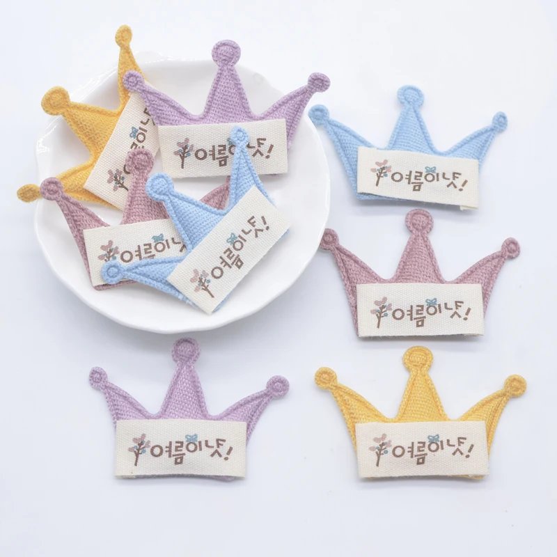 

10Pcs 52*35mm Padded Crown Applique for Clothes Hat Socks Gloves Shoes Sewing Patches DIY Headwear Hair Clip Decor Accessories