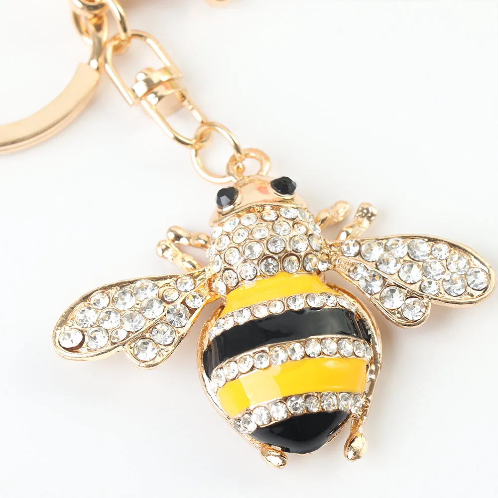 Брелок для ключей в виде пчелы со стразами металлический брелок насекомого