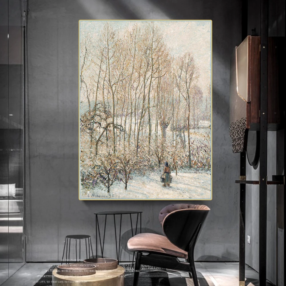 Citon Camille Pissarro《Morning Sunlighton the Snow Eragny-sur-Epte》Canvas Oil Painting Art Picture Wall Decor Home Decoration | Дом и сад