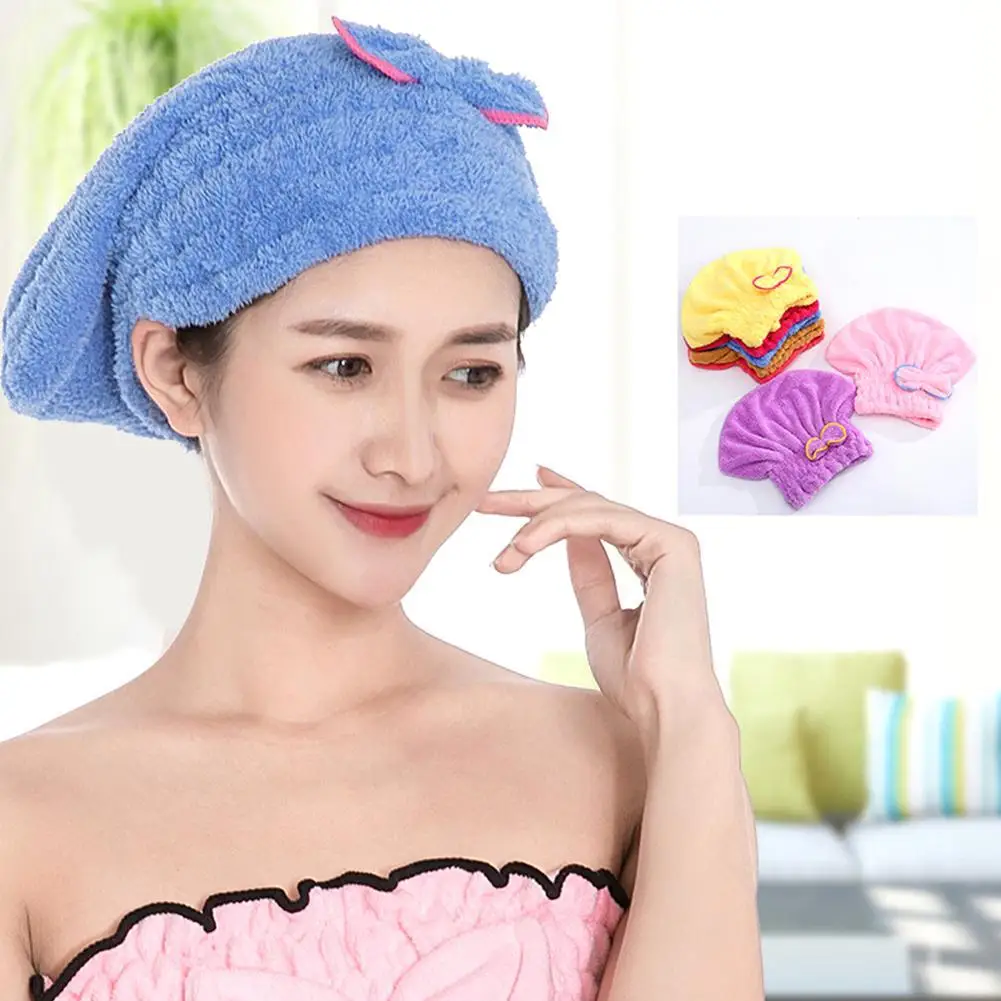 

1PC Microfibre Quick Hair Drying Towel Bowknot Coral Towel Bathroom Cap Accessories Dry Shower Soft Fast Hat Fleece Hair Ba F2P3