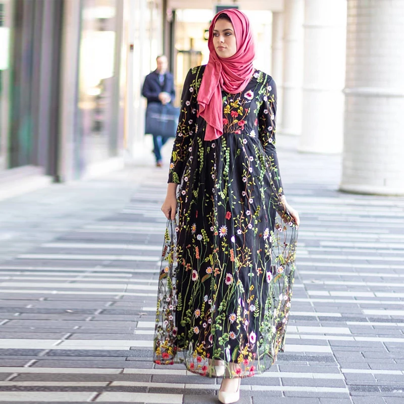 Eid Abaya Турция Ислам Арабский хиджаб мусульманское длинное платье Caftan Дубай Кафтан