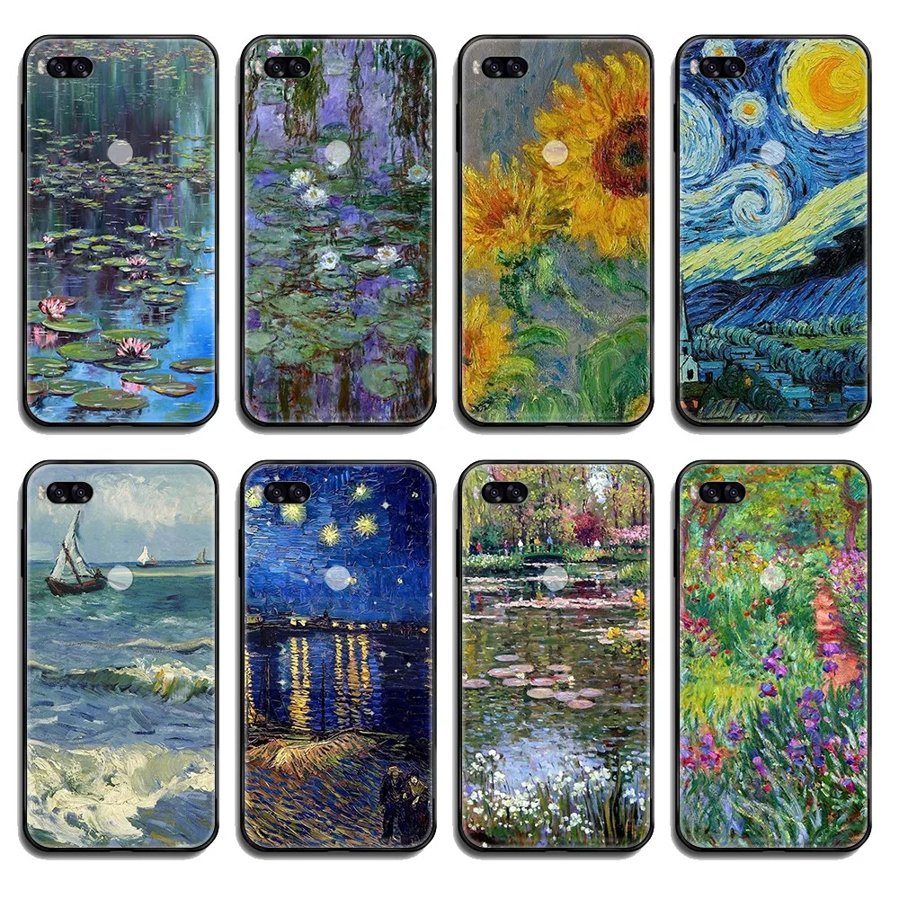 Ван Гог Картина маслом Модный чехол черный для телефона Корпус Xiaomi Redmi Mi Note 3 5 6 8 9 A1