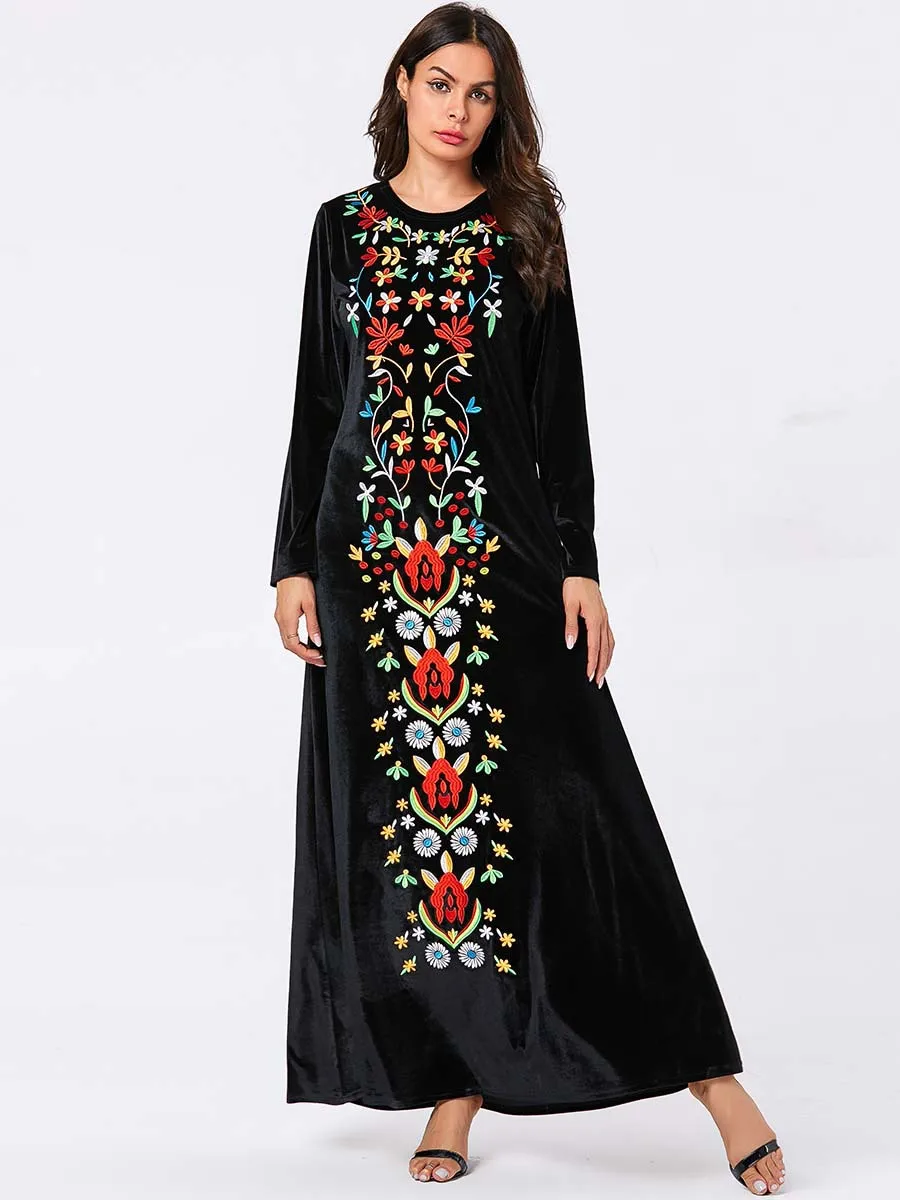 Платье женское Осеннее/зимнее длинное вельветовое с галстуком-бабочкой и