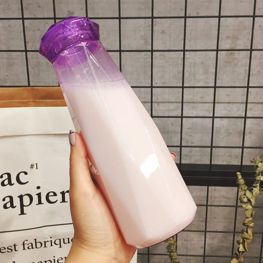 Стеклянная бутылка для воды в форме алмаза Маленькая прозрачная чашка свежем