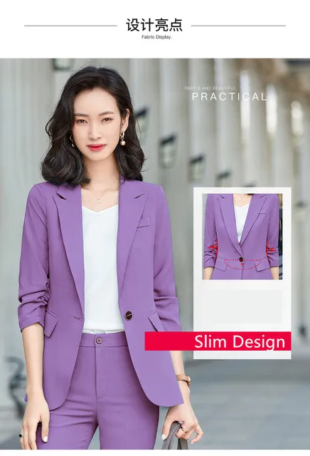 Purple Pants Suit Women Office Lady Blazer Jacket Coat+Pant 2 Piece Set  Female 2022 Spring Autumn Elegant Casual Suits Outfits - Price history &  Review, AliExpress Seller - THYKS Brand Store Store