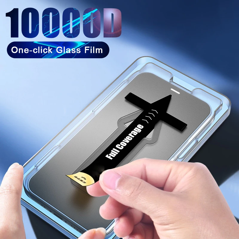 

One-click installation Tempered Glass For iPhone 12 13 Pro Max Screen Protector Full Cover iPhone 13 mini Protective Glass Film