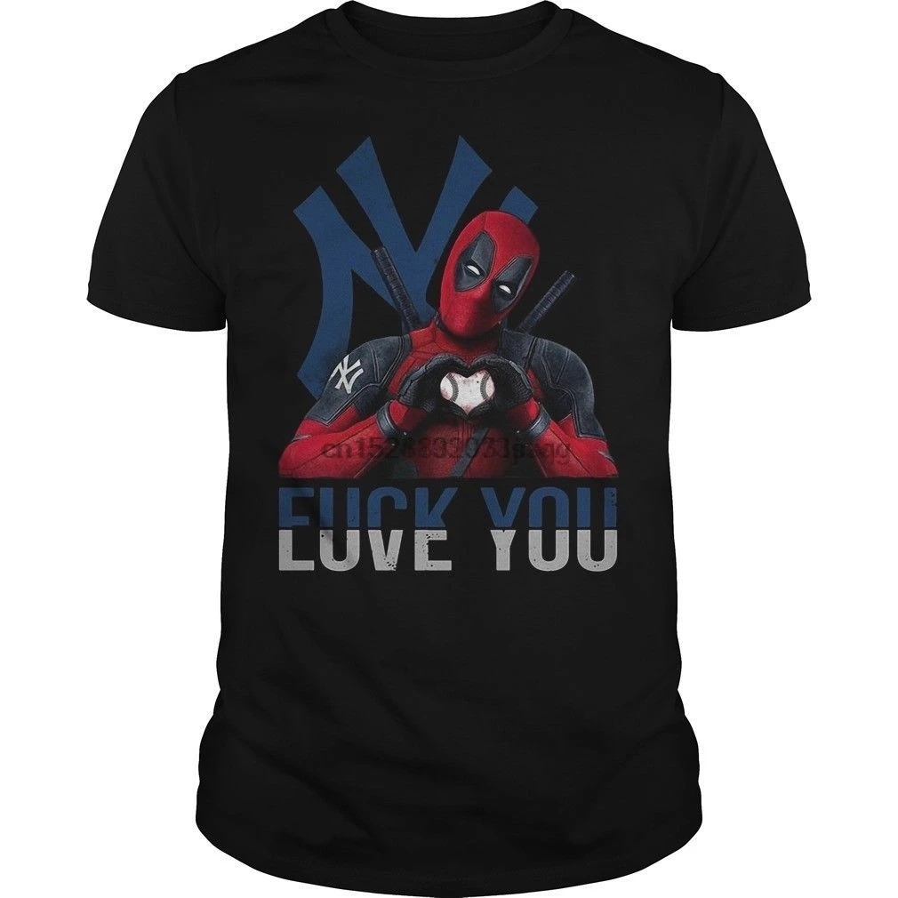 Забавная футболка NewYork Yankees Дэдпул Fxck you Love New York мультяшная для мужчин унисекс