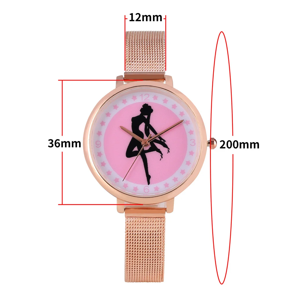 

Luxury Women Poison Set Fashion Japan Anime Quartz Watches Mesh Learn Women's Watch Ladies'Bracelet Birthday presents