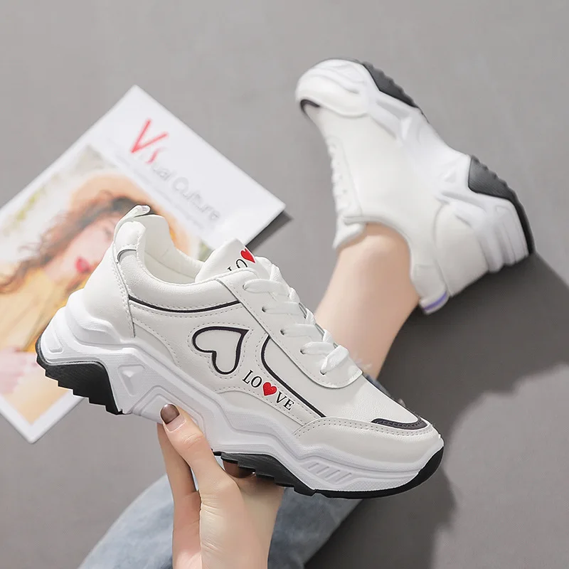 Кроссовки Ins для женщин белые кроссовки толстая подошва повседневная обувь
