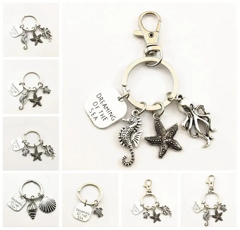 1 шт. брелок в виде морского конька осьминог металлическая подвеска морской