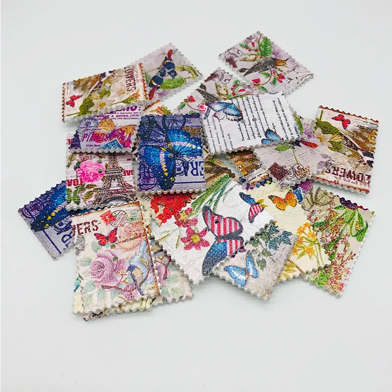 XINDONG прямоугольный штамп смешанный цветочный узор деревянные швейные кнопки для