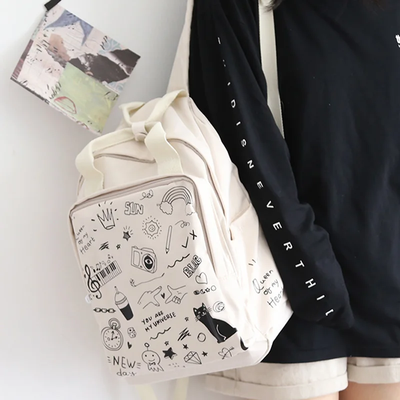 

New Women Backpack Covered with Graffiti Backpacks for Teenage Girls Boy Travel Rucksack Female Student School Book Bags Mochila