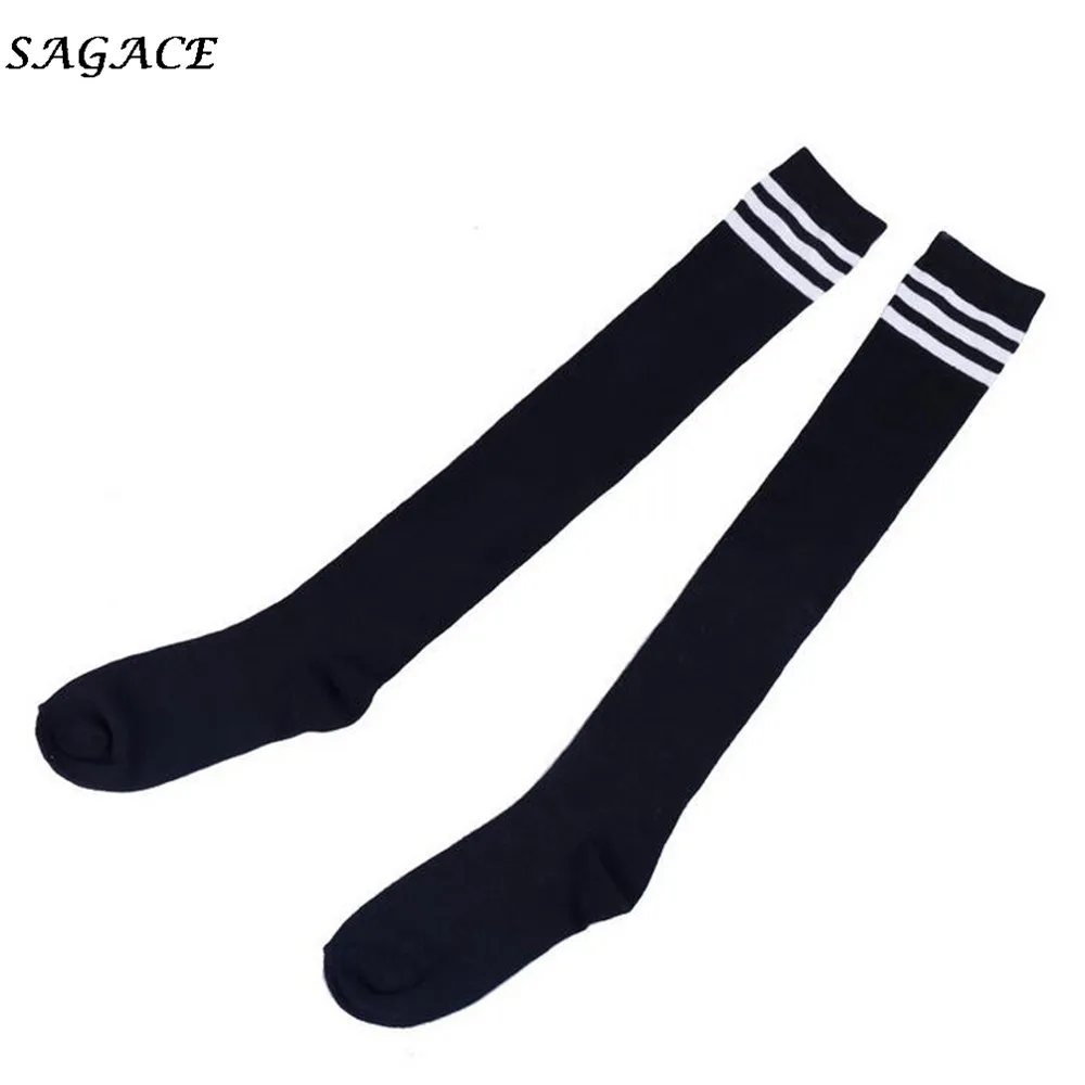SAGACE Long Socks Women Over Knee High Spring Summer Autumn Winter Fashion Stocking Cotton Casual Striped Sport Sock Girl | Женская