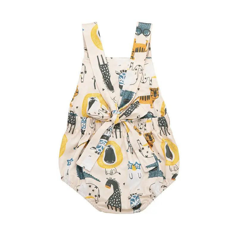 

Baby Boy Girl Sleeveless Cartoon Animal Print Cotton Romper Newborn Summer Outfit Unisex Cute Clothes