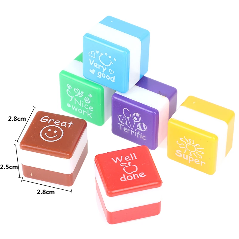 

6 Cute Cartoon Stamps Teacher Comment Stamper DIY School Scrapbook Stamps