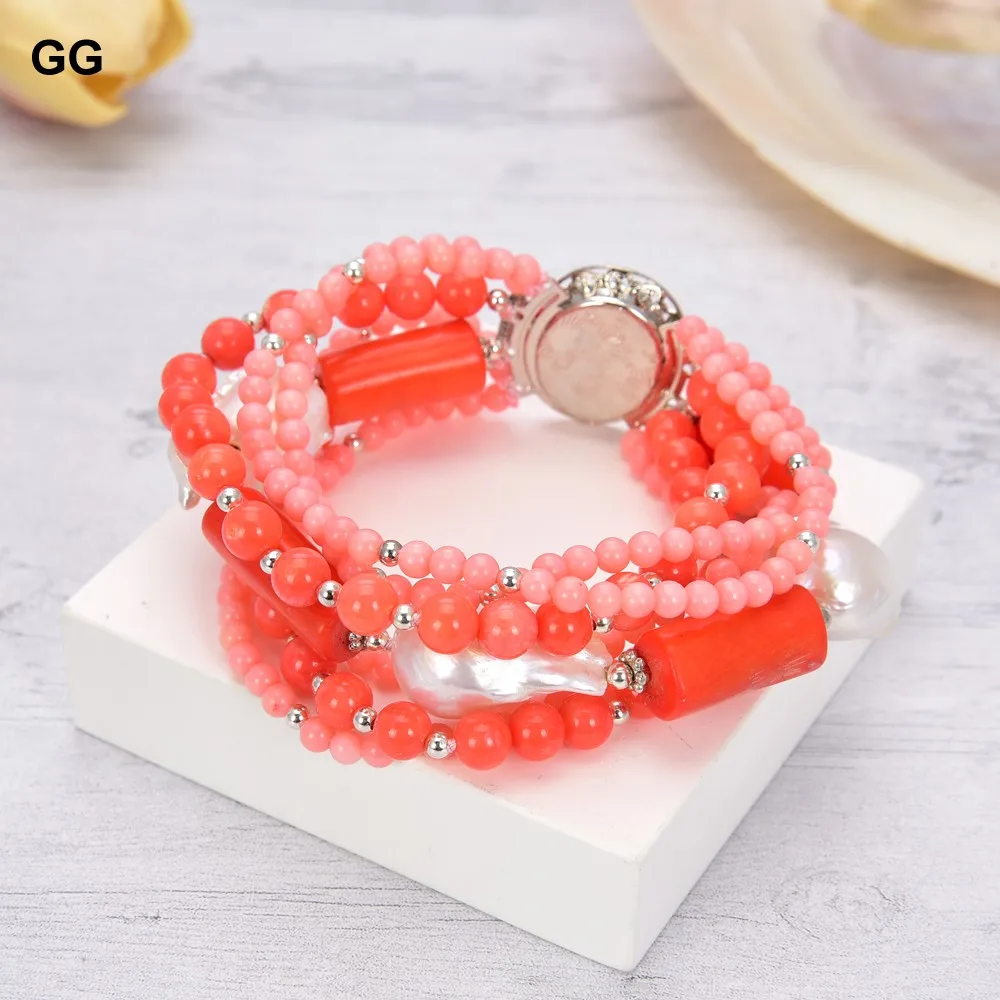 GuaiGuai ювелирное изделие 8 'ɷ нитей коралловый натуральный белый браслет с