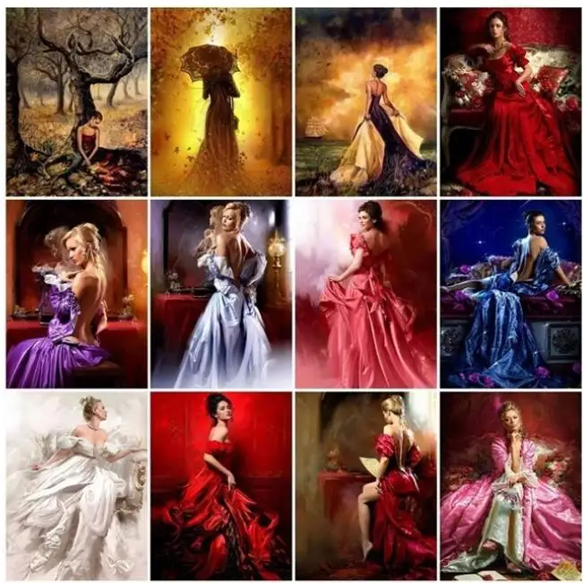 Женское платье с алмазной вышивкой Diamond Paint Beauty Court, полное изображение камней на стенах, новое хобби Dotz.