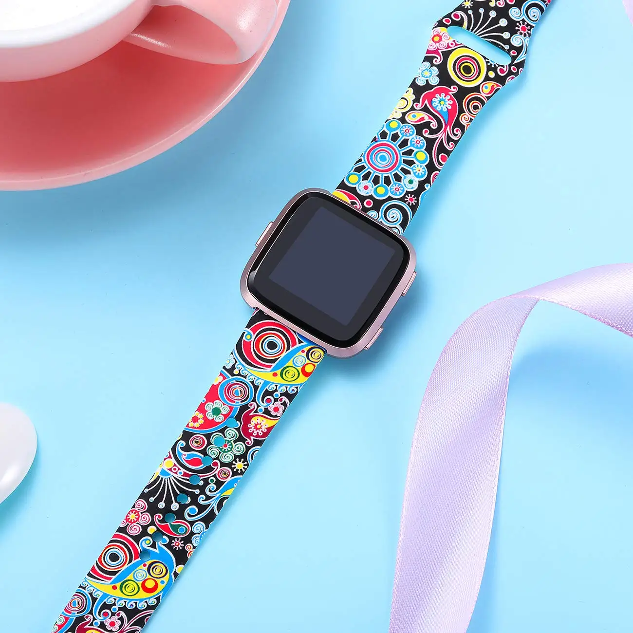 Fitbit Versa, ремешок, силиконовый сменный ремешок с цветочным леопардовым принтом, браслет, браслет, Ремешки для наручных часов для Fitbit Versa