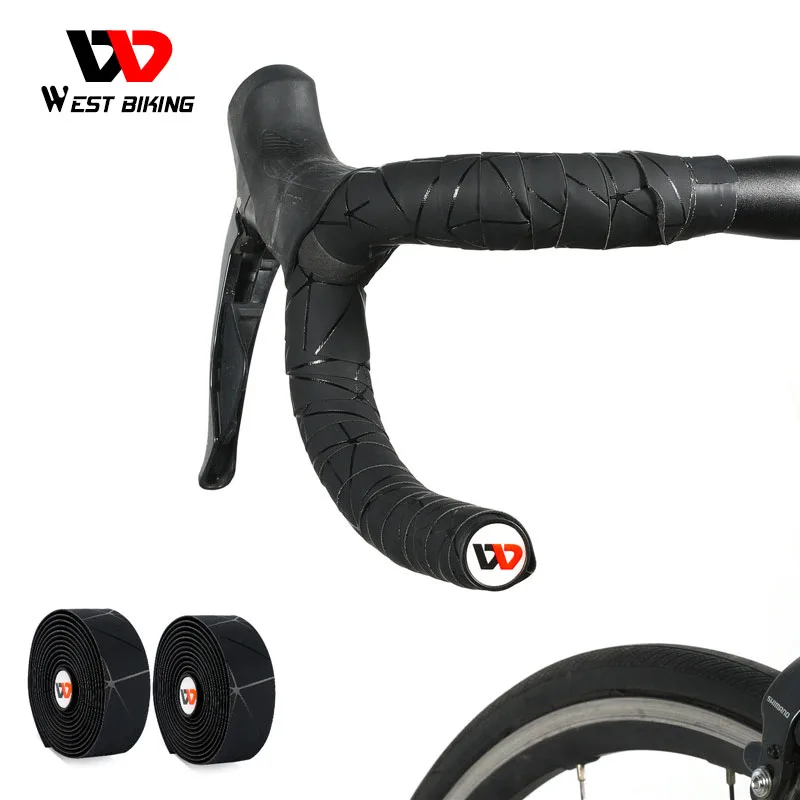 

WEST BIKING Bike Handlebar Tape PU EVA Road Bike Handlebar Tapes Bike Cycling Handle Bar Wrap Tape 2PCS with Bar Plugs