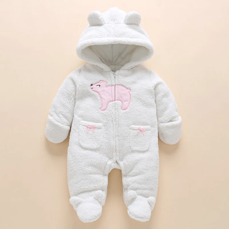 Зимняя одежда для новорожденных девочек теплый комбинезон из плотного флиса