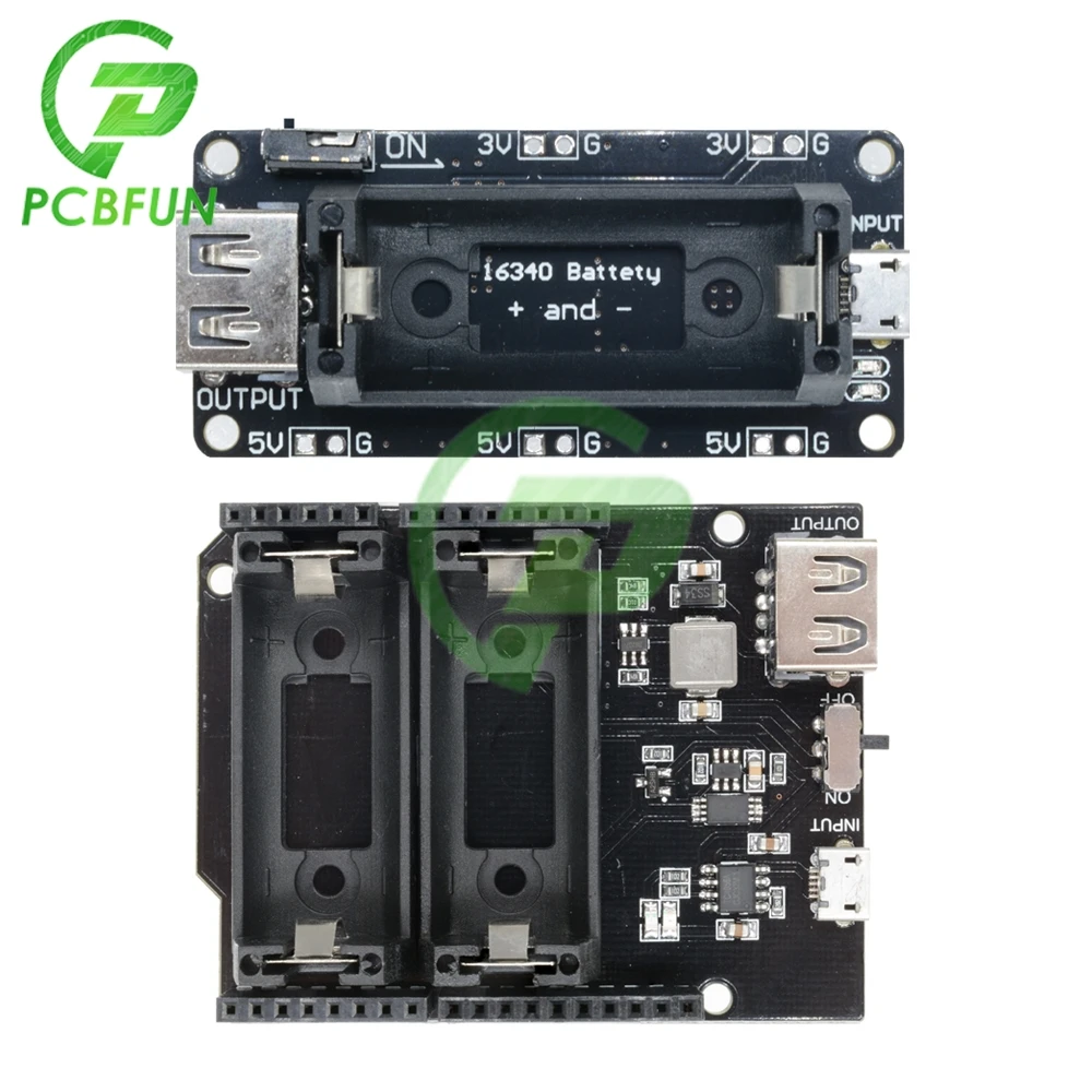 1 комплект ESP8266 ESP32 блок питания перезаряжаемый Двойной 16340 литиевый аккумулятор