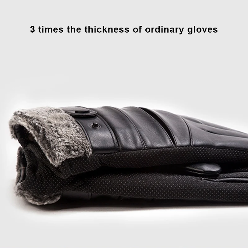 

Men Winter Warm PU Leather Gloves for Riding Cold-Proof Plus Velvet Thick Windproof Touchscreen Motorcycle Glove K2